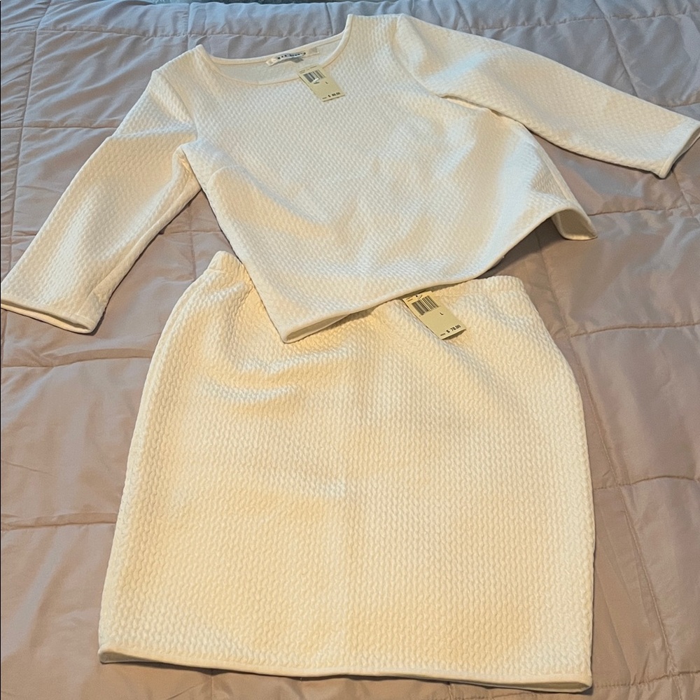 Skirt Set, Max Studio Ivory Textured, knit